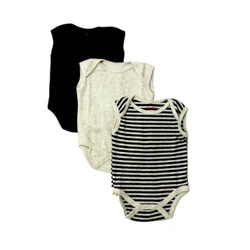 Sleeveless Baby  Bodysuit- Multicolour -Black