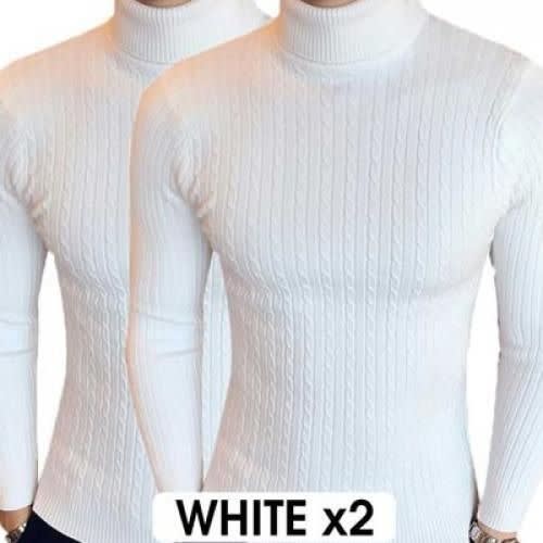 2 in 1 Turtle Neck Shirt For Ladies And Men - White