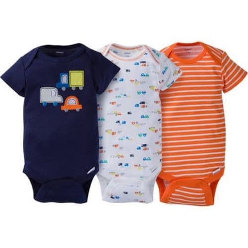 Baby Boy Assorted Short Sleeve Onesies Bodysuits, 3-pack