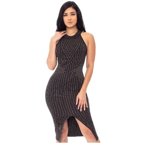 Metallic Thread Pattern Dress