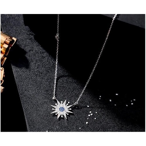 Women Fashion S925 Diamond Silver Pendent Necklace