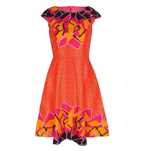 Stoned Ankara Sleeveless Flared Ladies Gown-orange Multi. Lg-4468