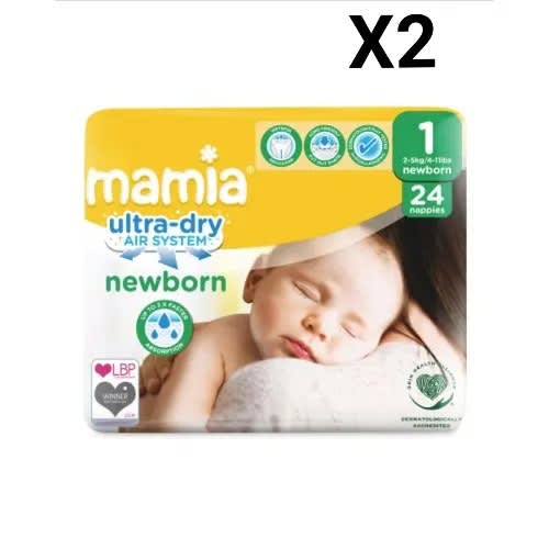 Newborn Ultra Dry Diaper -Size1  - 2-5kg - 24Nappies x2 (48 Counts)