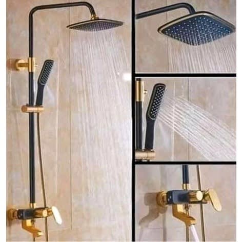 Standing Shower - Black And Gold