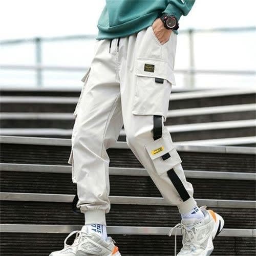Casual Cargo Combat Joggers - Beige