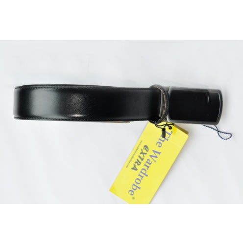 Leather Men Pin Up Plain Belt-Black- Size-130/52 Cm