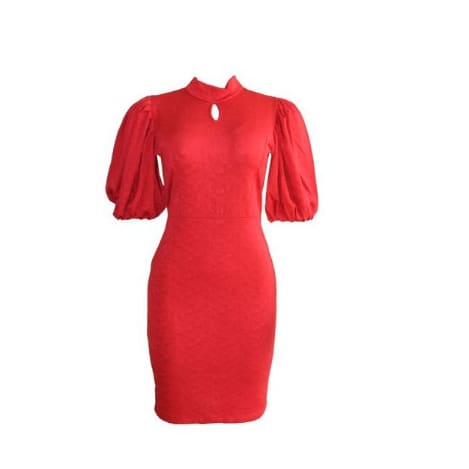 Wide Sleeve Design Formal Bodycon Dress -red