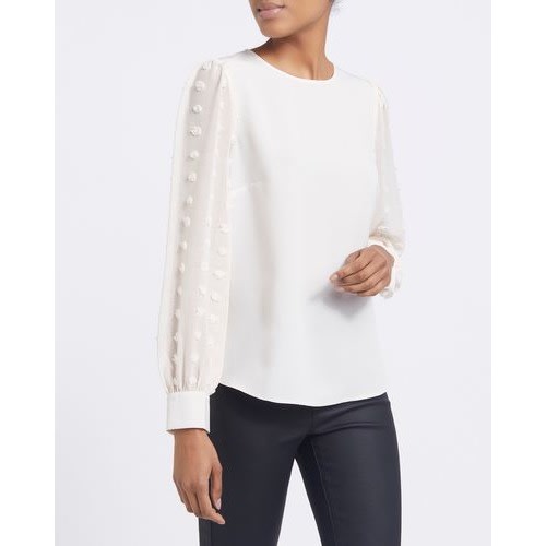Dobby Sleeve Round Neck Top