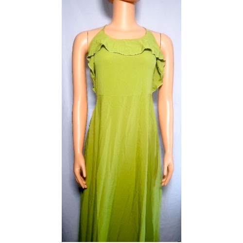 Cross Back Long Dress - Green