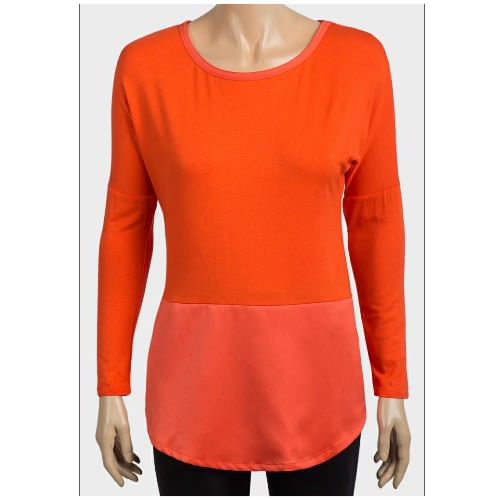Ladies Sateen Hem Jersey Top - Orange