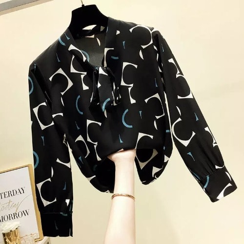 Geometric Blouse - Black