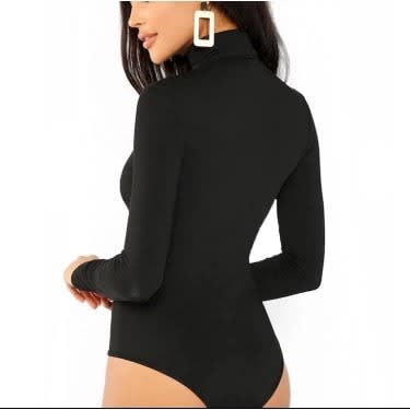 Long Sleeve Turtle Neck Bodysuit - Black
