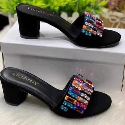 Ladies Block Heeled Slippers