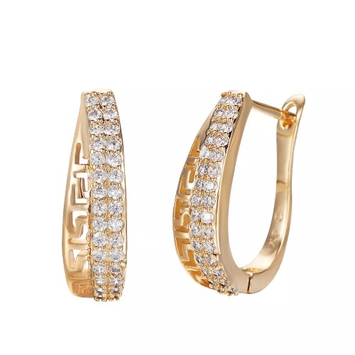 Cubic Zirconia Hoop Earrings - Gold