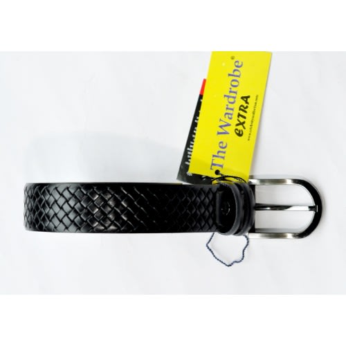Men's Leather Drafted Belt - Black - mb-9671