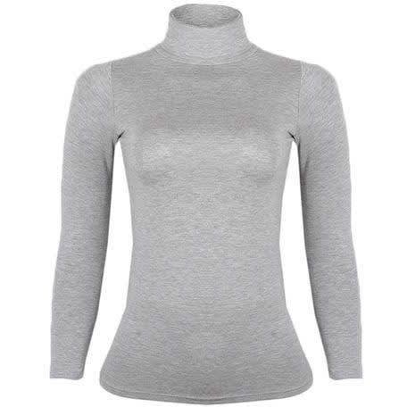 Turtleneck Long Sleeve Top- Ash