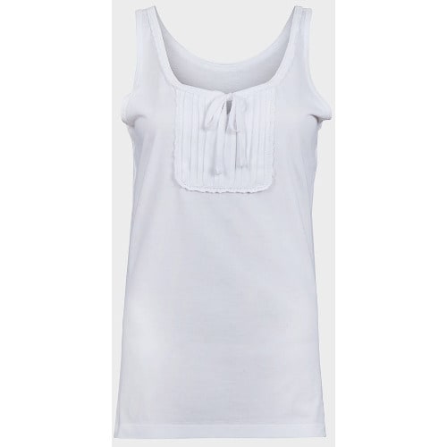 Ladies Lace Trim Vest - White