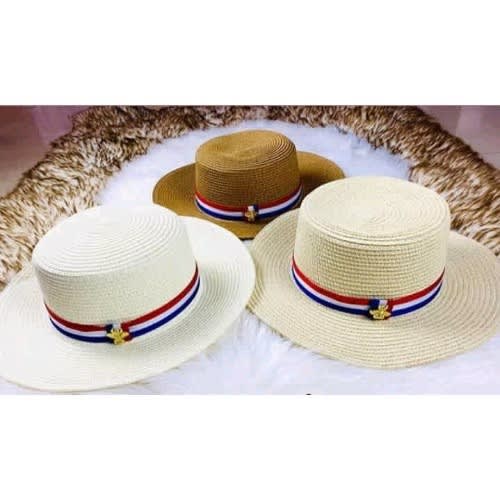 Set Of 3 Perfect Straw Hats - White,cream And Brown