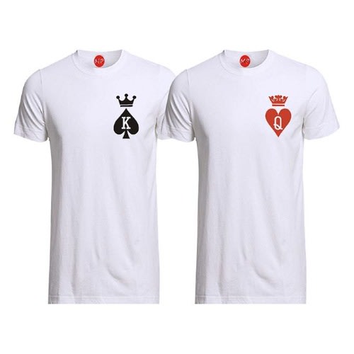 2in1 King And Queen Print Cotton T-shirt (white)