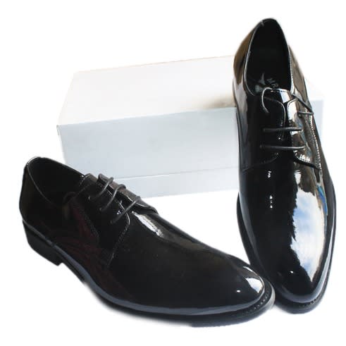 Wet Look Leather Shoe - Black