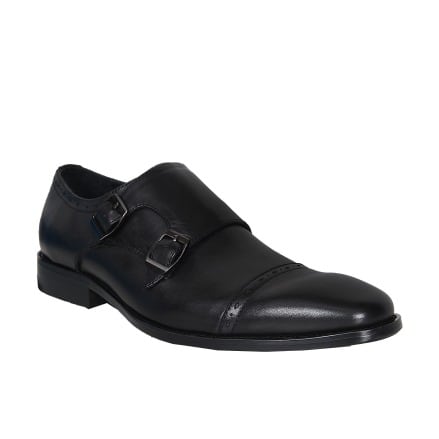 Elegant Men’s  Doubled Side Buckled Shoe - Black - Msh-4709