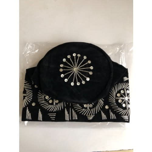 Royal Velvet Studded Cap - Black