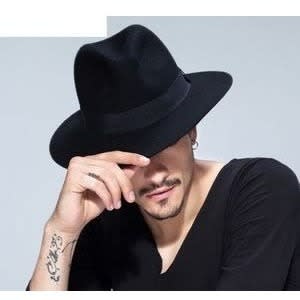 Fedora Wide Brim Hat - Black