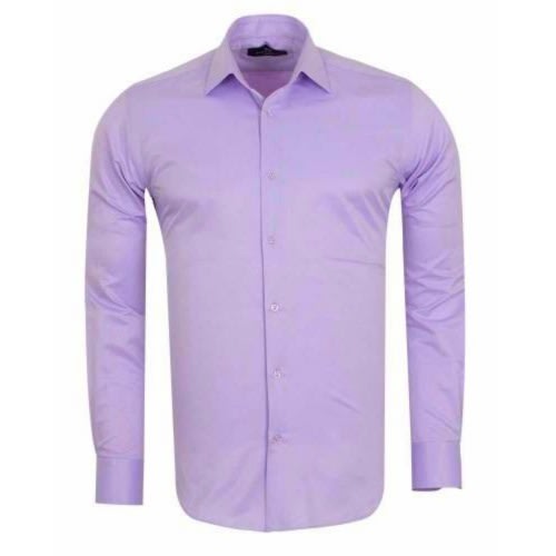 Men's Long Sleeve Shirt With Matching Tie  - Lilac And Floral Black