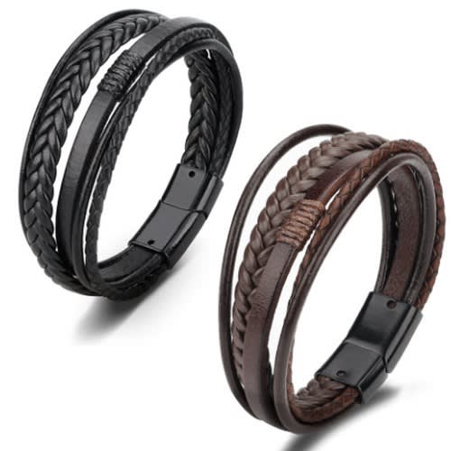 Men Leather Bracelets-2pcs