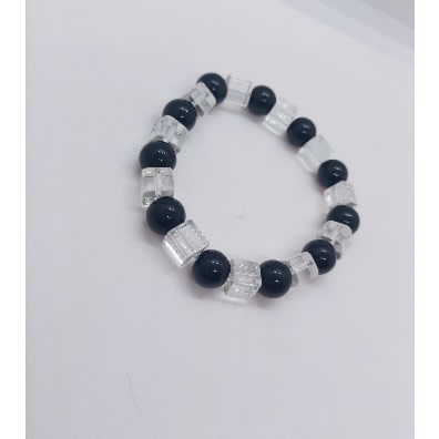 2pcs Unisex Elastic Neaded Bracelets - Black/white