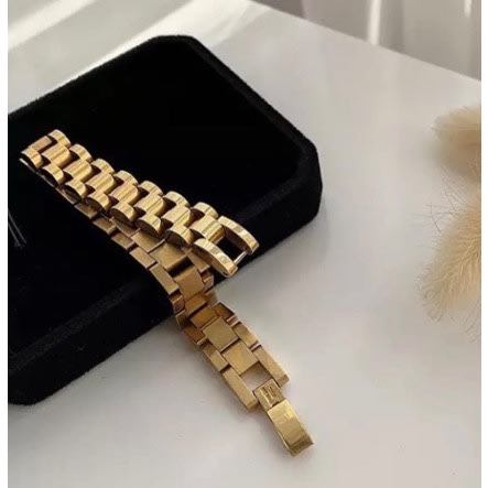 Slim Polished Steel Gold Men’s Luxury Bracelet Link