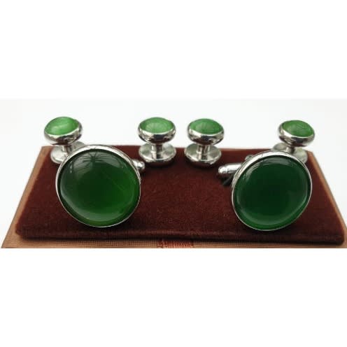 Cufflinks - Green And Silver