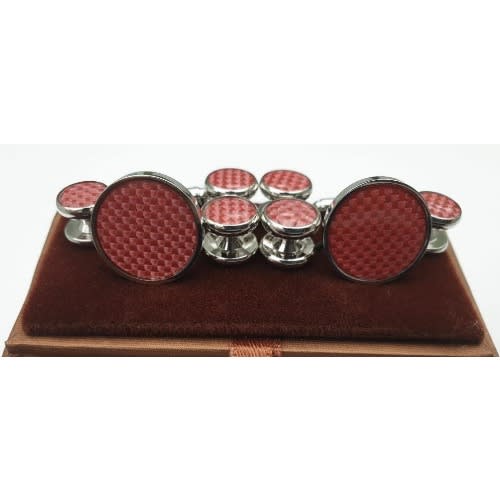 Pink Patterned Round Cufflinks