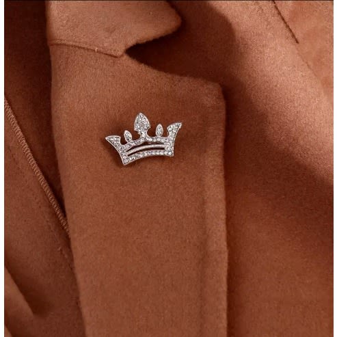 Crown Brooch Pin Suit Lapel - Silver