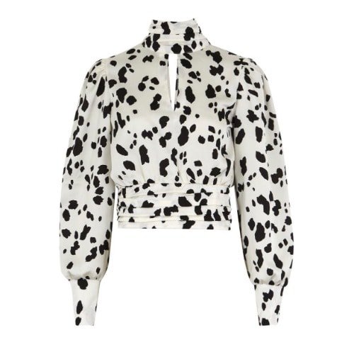 Animal Print Satin Top - White