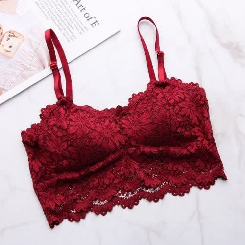 Lace Central Bralette Lingerie- Red