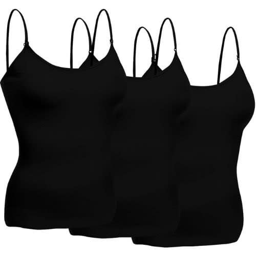 Women's Adjustable Straps Camisole - 3 Pcs - Black