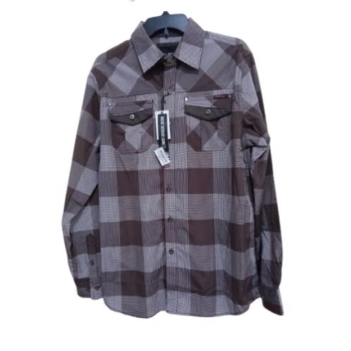 Men's Long Sleeve Checks Shirt -Brown