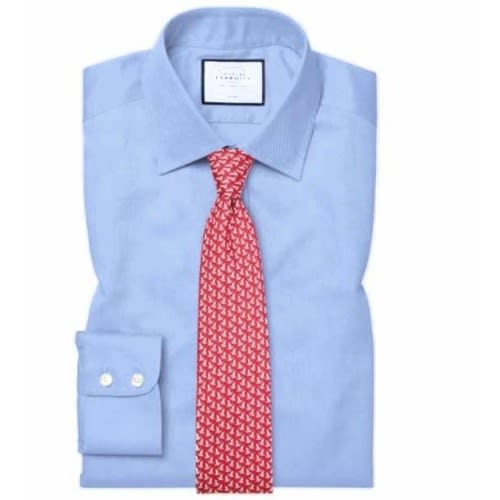 Men Formal Dress Shirt With Matching Tie - Light Blue