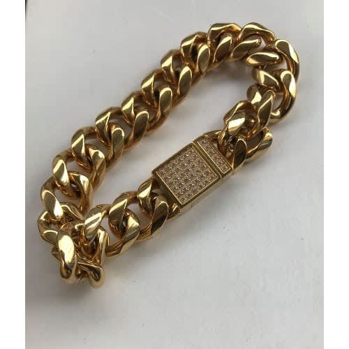 Men's Cuban Steel Bracelet - Gold