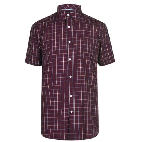 Short Sleeve Shirt Men Burgundy