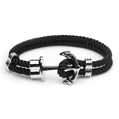 Men’s Punk Style Anchor Bracelet - Black