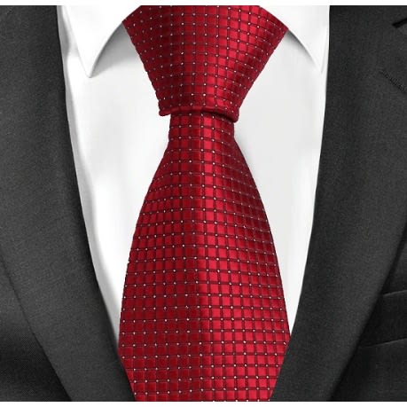 Men's Elegant Micro Diamond Patterned Neck Tie - Wine Red