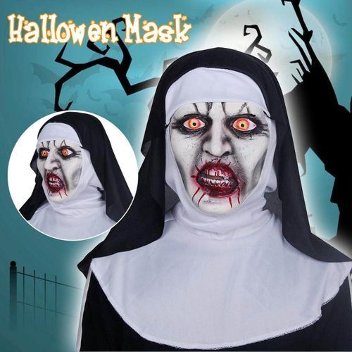 Halloween The Nun Full Head Cosplay Horror Valak Scary Zombie Makeup