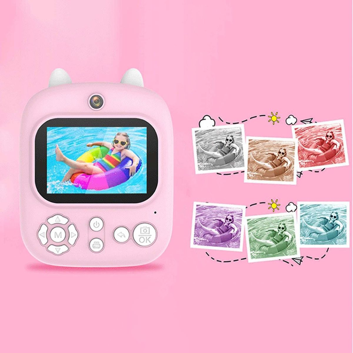 Children Instant Camera Child Selfie Camera Toy 2 Pink