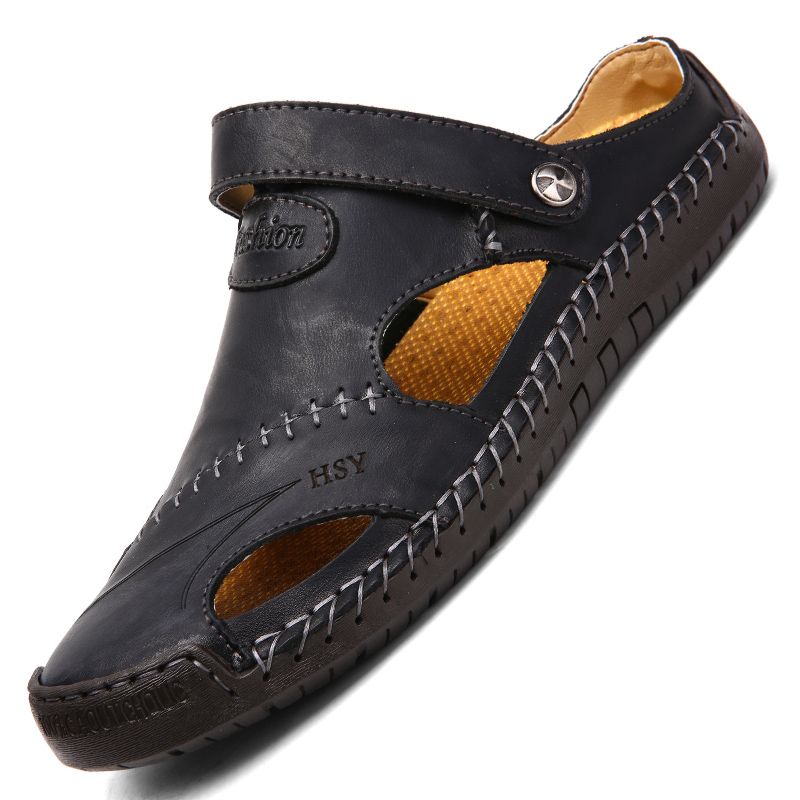 Big Size Mens Outdoor Sling Back Sandals-Black