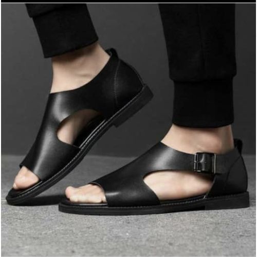 Men's Premium Leather Sandals - Black