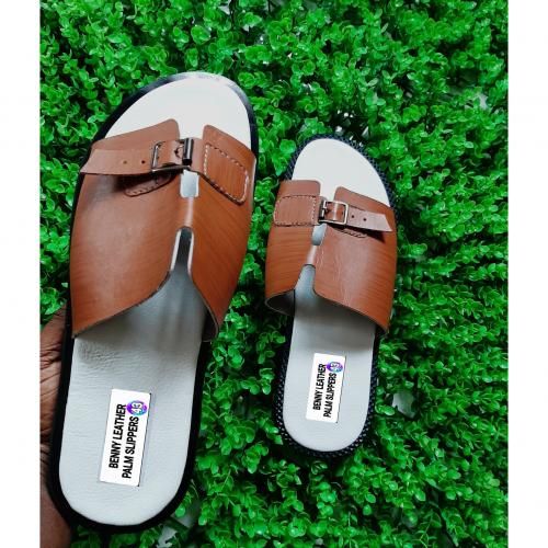 Mens Leather Cross Pam Palm Slippers