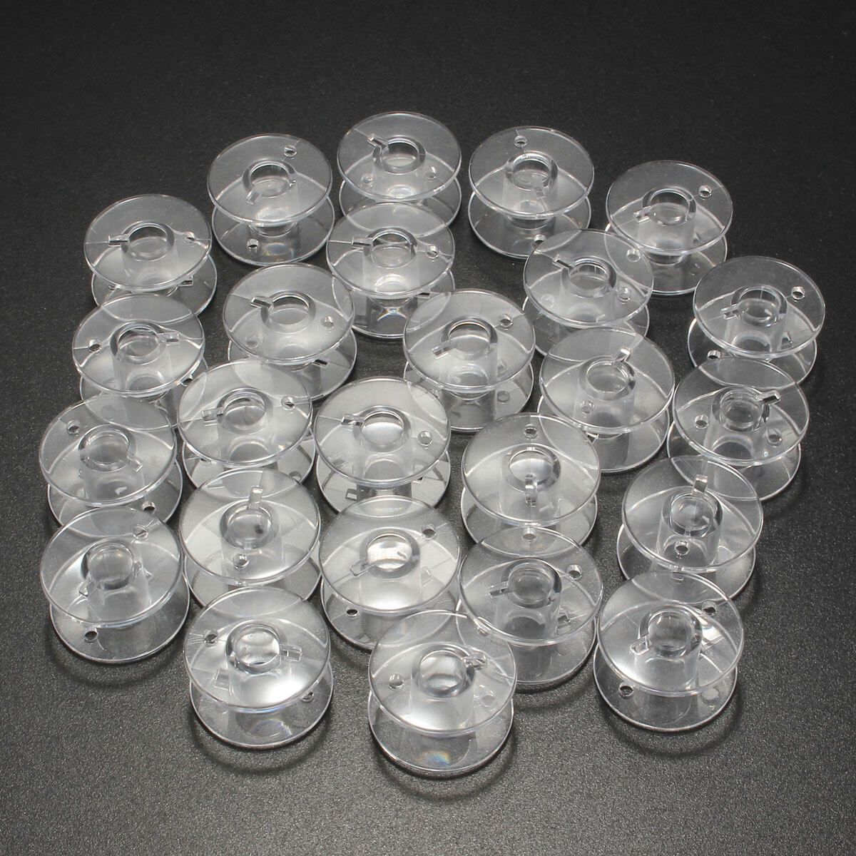 25 Clear Bobbin Sewing Machine Plastic Spools + Box For Thread Brother Singer
