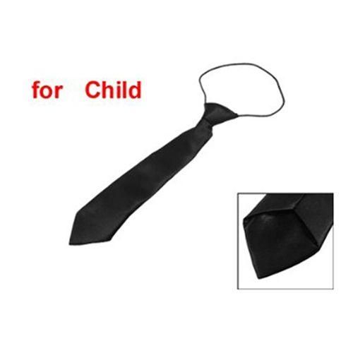 Solid Black Polyester Elastic Slim Necktie Neck Tie For